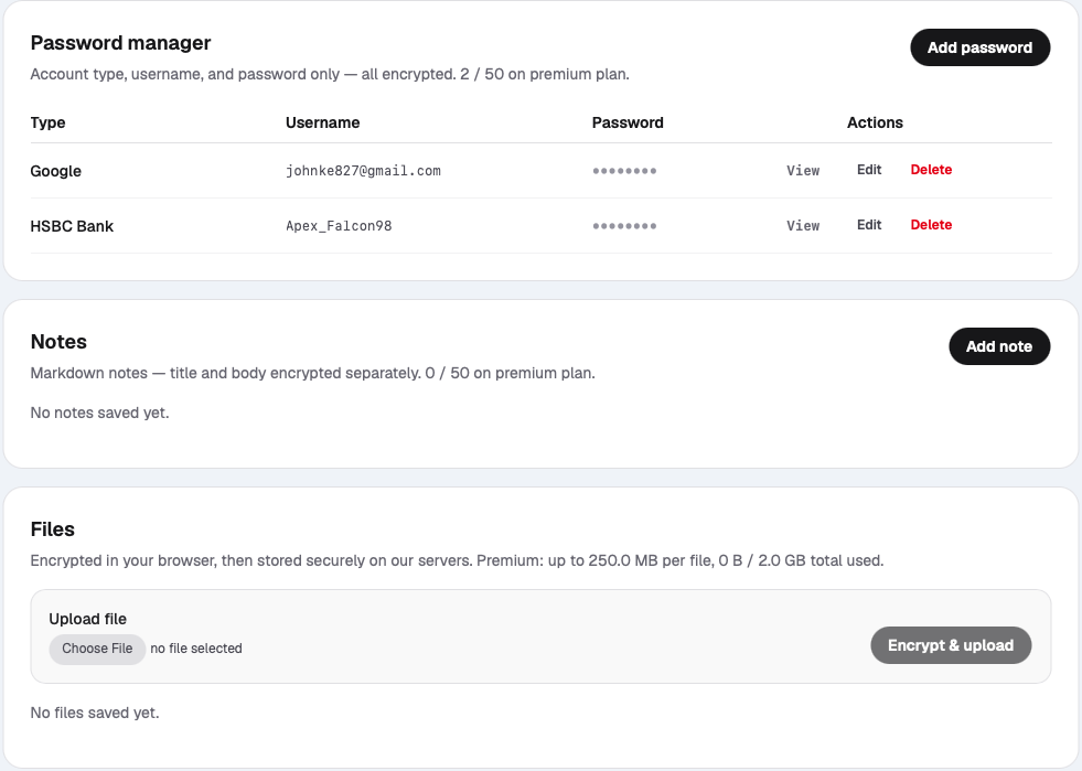 Build your encrypted vault